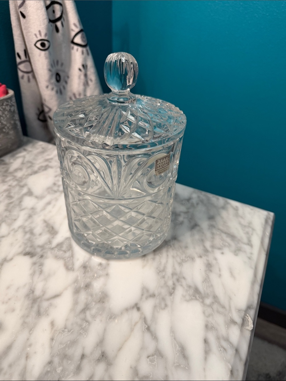 Crystal Cut Glass Lidded Jar - Clear